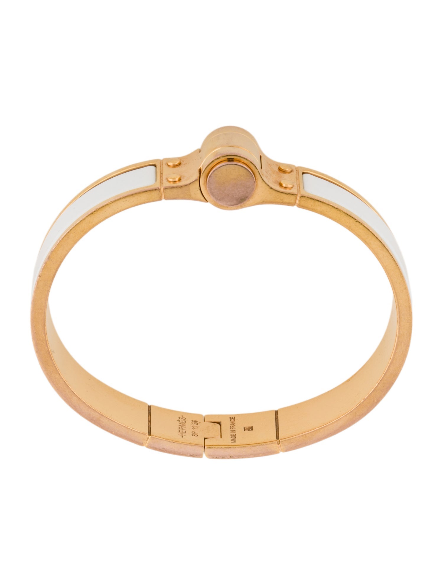 Hermès Enamel Hinged Narrow Bangle Bracelet